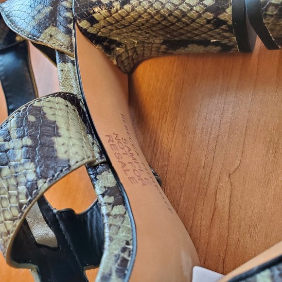 Rebecca Minkoff Kiley Nappa Snake Sabrina Sandals Shoes in Black/Thyme - 7B - Picture 10 of 16